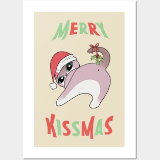 Merry Kissmas Cat Butt Christmas Mistletoe xmas funny Posters and Art